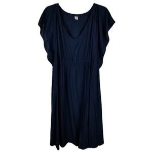 Old Navy Maternity V Neck Sleeveless Dress Size XXL Navy Blue Flutter Sleeves
